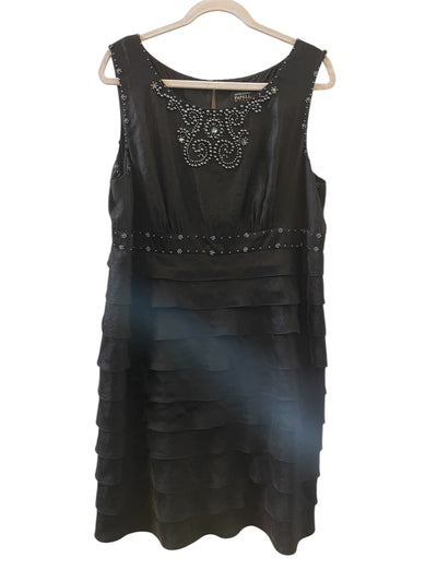 adrianna papell black tiered dress Adrianna Papell Sleeveless Notch Neck Tiered Mesh Gown