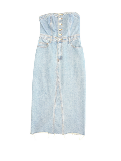 Women's Sincerely Jules Strapless Denim Maxi Dress Size S